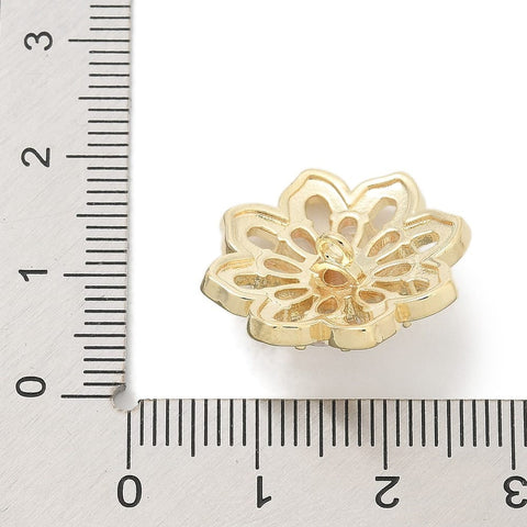 Gold-Plated Brass Micro-Pavé Cubic Zirconia Flower Button – 21.5mm Gold CZ Flower Button 21.5mm | BalzarCrafts