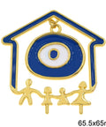 Gold Plated House Charm with Enamel & Evil Eye, 65.5x65mm Gold Plated House Charm with Enamel & Evil Eye, 65.5x65mm