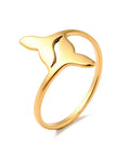 Golden Ion Plated  201 Stainless Steel Double Whale Tail Ring – Elegant Ocean-Inspired Jewelry Golden Ion Plated  201 Stainless Steel Double Whale Tail Ring – Elegant Ocean-Inspired Jewelry