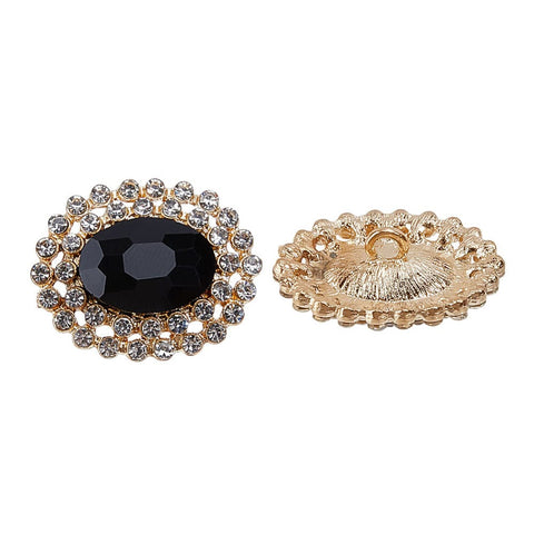 BLACK Golden Oval Alloy and Glass Shank Button – 23.5mm Golden Oval Alloy and Glass Shank Button – 23.5mm