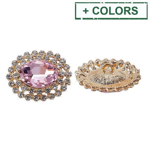 Golden Oval Alloy and Glass Shank Button – 23.5mm Golden Oval Alloy and Glass Shank Button – 23.5mm