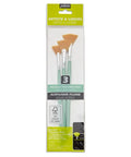 Golden Taklon Fan Brush Set – 3 Short-Handle Paintbrushes Golden Taklon Fan Brush Set – 3 Short-Handle Paintbrushes