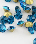 BLUE ZIRCON Grade A Glass Pointed Back Chaton Rhinestones, Back Plated, Diamond, about 4.0~4.2mm Grade A Glass Pointed Back Chaton Rhinestones, Back Plated, Diamond, about 4.0~4.2mm