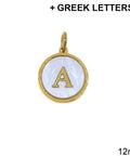 Greek Stainless Steel Pendant Letters with Acrylic Shell, 12mm Greek Stainless Steel Pendant Letters with Acrylic Shell, 12mm