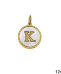 Κ Greek Stainless Steel Pendant Letters with Acrylic Shell, 12mm Greek Stainless Steel Pendant Letters with Acrylic Shell, 12mm