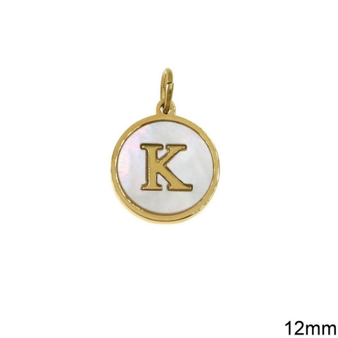 Κ Greek Stainless Steel Pendant Letters with Acrylic Shell, 12mm Greek Stainless Steel Pendant Letters with Acrylic Shell, 12mm