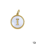 Ι Greek Stainless Steel Pendant Letters with Acrylic Shell, 12mm Greek Stainless Steel Pendant Letters with Acrylic Shell, 12mm
