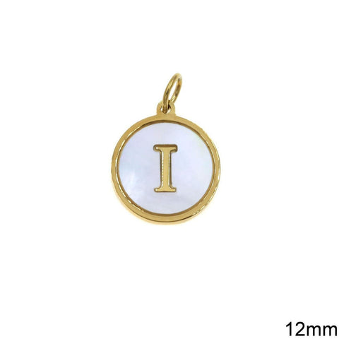 Ι Greek Stainless Steel Pendant Letters with Acrylic Shell, 12mm Greek Stainless Steel Pendant Letters with Acrylic Shell, 12mm