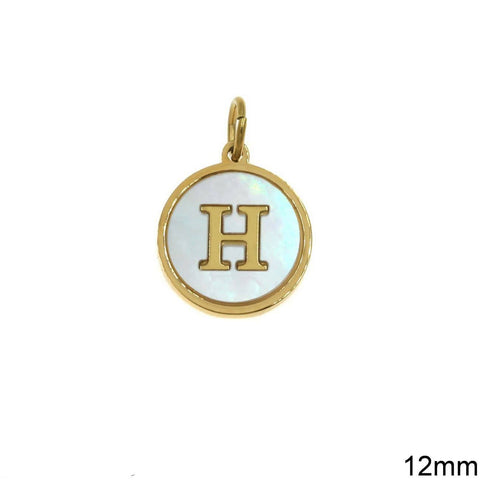 Η Greek Stainless Steel Pendant Letters with Acrylic Shell, 12mm Greek Stainless Steel Pendant Letters with Acrylic Shell, 12mm