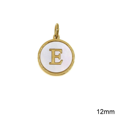 Ε Greek Stainless Steel Pendant Letters with Acrylic Shell, 12mm Greek Stainless Steel Pendant Letters with Acrylic Shell, 12mm