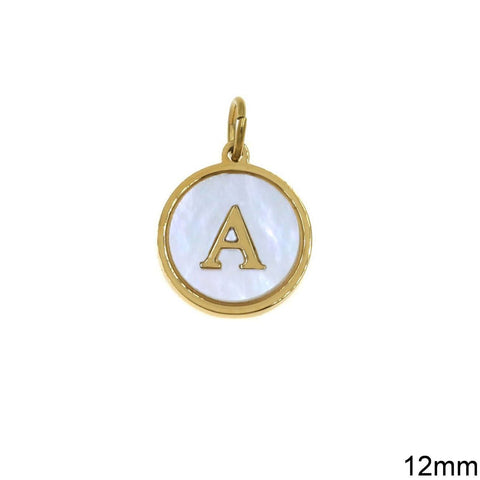 Α Greek Stainless Steel Pendant Letters with Acrylic Shell, 12mm Greek Stainless Steel Pendant Letters with Acrylic Shell, 12mm