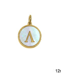 Λ Greek Stainless Steel Pendant Letters with Acrylic Shell, 12mm Greek Stainless Steel Pendant Letters with Acrylic Shell, 12mm
