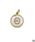 Θ Greek Stainless Steel Pendant Letters with Acrylic Shell, 12mm Greek Stainless Steel Pendant Letters with Acrylic Shell, 12mm