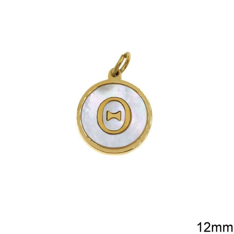 Θ Greek Stainless Steel Pendant Letters with Acrylic Shell, 12mm Greek Stainless Steel Pendant Letters with Acrylic Shell, 12mm