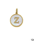 Ζ Greek Stainless Steel Pendant Letters with Acrylic Shell, 12mm Greek Stainless Steel Pendant Letters with Acrylic Shell, 12mm