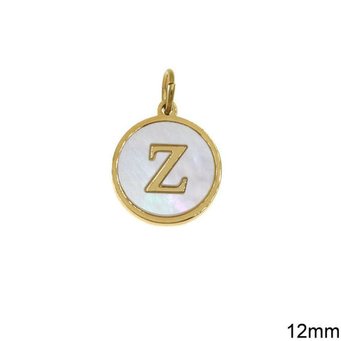 Ζ Greek Stainless Steel Pendant Letters with Acrylic Shell, 12mm Greek Stainless Steel Pendant Letters with Acrylic Shell, 12mm