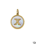 Χ Greek Stainless Steel Pendant Letters with Acrylic Shell, 12mm Greek Stainless Steel Pendant Letters with Acrylic Shell, 12mm