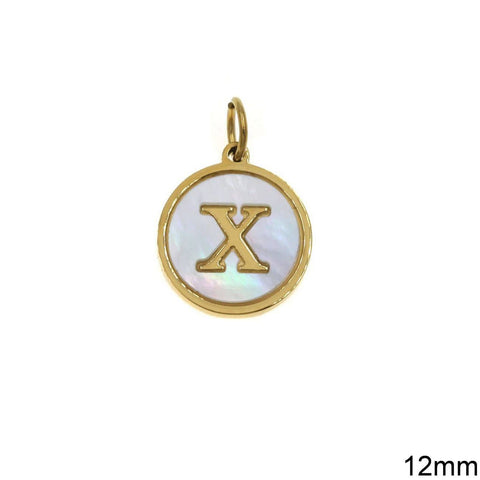 Χ Greek Stainless Steel Pendant Letters with Acrylic Shell, 12mm Greek Stainless Steel Pendant Letters with Acrylic Shell, 12mm