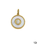 Ο Greek Stainless Steel Pendant Letters with Acrylic Shell, 12mm Greek Stainless Steel Pendant Letters with Acrylic Shell, 12mm