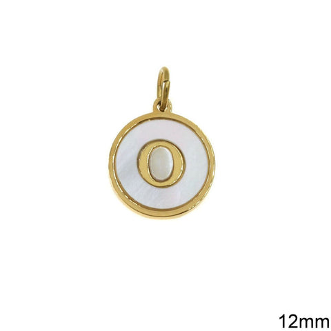 Ο Greek Stainless Steel Pendant Letters with Acrylic Shell, 12mm Greek Stainless Steel Pendant Letters with Acrylic Shell, 12mm