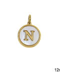 Ν Greek Stainless Steel Pendant Letters with Acrylic Shell, 12mm Greek Stainless Steel Pendant Letters with Acrylic Shell, 12mm