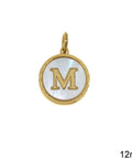 Μ Greek Stainless Steel Pendant Letters with Acrylic Shell, 12mm Greek Stainless Steel Pendant Letters with Acrylic Shell, 12mm