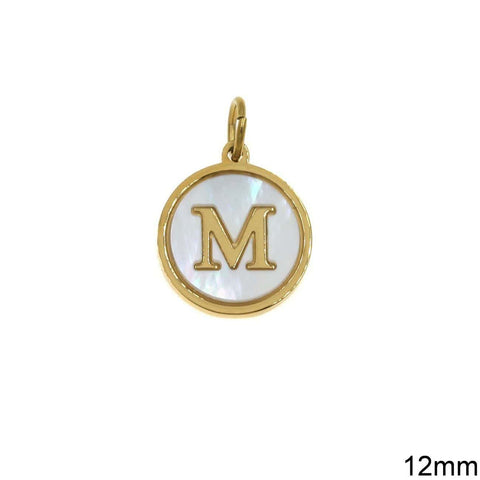 Μ Greek Stainless Steel Pendant Letters with Acrylic Shell, 12mm Greek Stainless Steel Pendant Letters with Acrylic Shell, 12mm