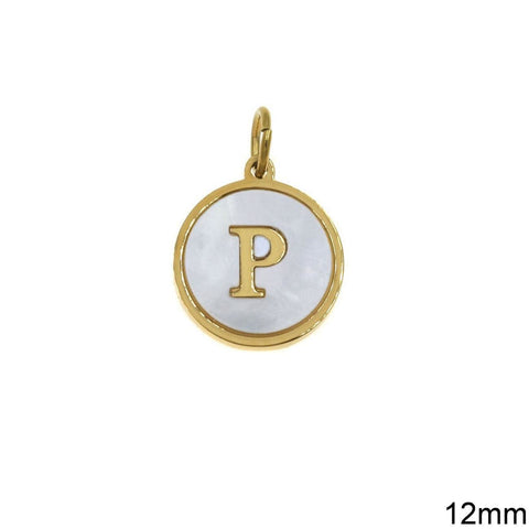 P Greek Stainless Steel Pendant Letters with Acrylic Shell, 12mm Greek Stainless Steel Pendant Letters with Acrylic Shell, 12mm