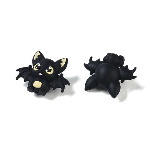 Halloween Theme Silicone Focal Beads, Bat, Black Size: about 35.5mm Halloween Theme Silicone Focal Beads, Bat, Black Size: about 35.5mm