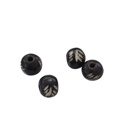 Hand Crafted Bone Beads 10mm Black / White Hand Crafted Bone Beads 10mm Black / White