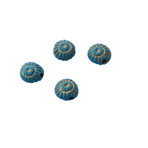 Hand Crafted Clay Turquoise Beads with Gold Markings Handcrafted Clay Turquoise Beads with Gold Markings – Unique Jewelry Supplies