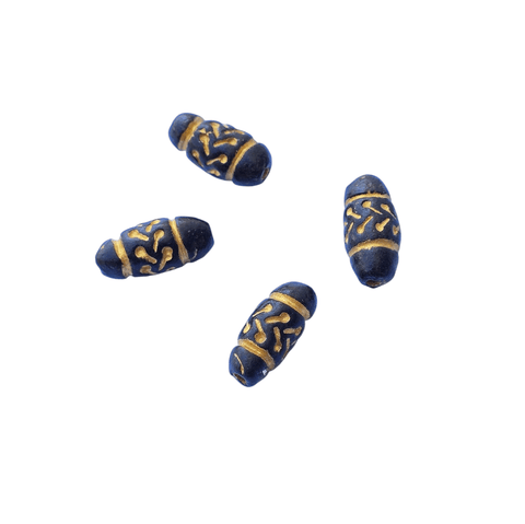 Hand Painted Clay Oval Beads Black with Gold Markings Hand-Painted Clay Oval Beads – Black with Gold Markings | Unique Craft Supplies