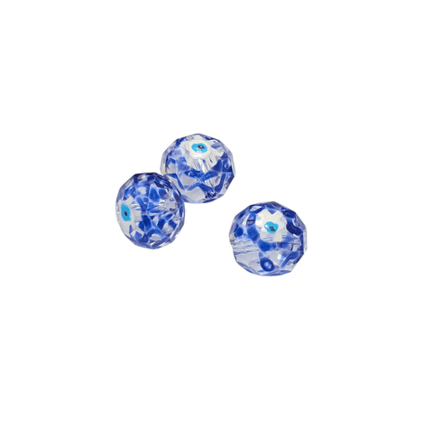 Hand Painted Faceted Transparent Glass Evil eyes 8x10mm Hand Painted Faceted Transparent Glass Evil eyes 8x10mm