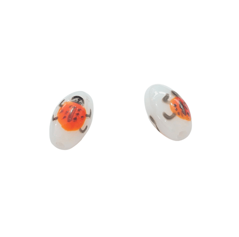 Hand Painted Oval Glass Beads with Ladybird, 15x9mm Hand Painted Oval Glass Beads with Ladybird, 15x9mm