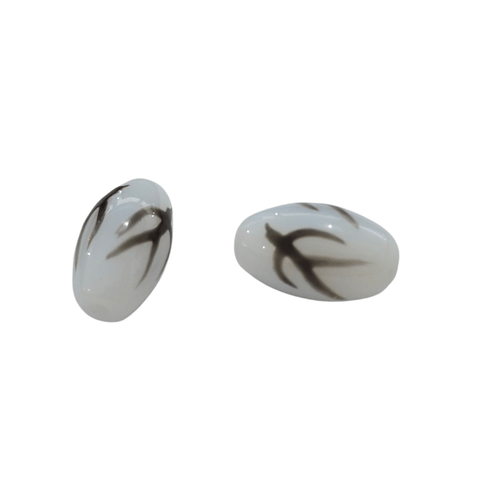 Hand Painted Oval Glass Beads with Swallow, 15x9mm Hand Painted Oval Glass Beads with Swallow, 15x9mm 
