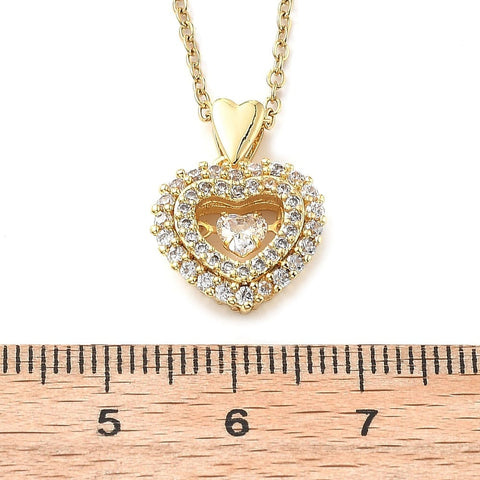 Heart 304 Stainless Steel Micro Pave Cubic Zirconia Pendant Necklace – Golden Heart 304 Stainless Steel Micro Pave Cubic Zirconia Pendant Necklace – Golden