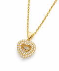 Heart 304 Stainless Steel Micro Pave Cubic Zirconia Pendant Necklace – Golden Heart 304 Stainless Steel Micro Pave Cubic Zirconia Pendant Necklace – Golden