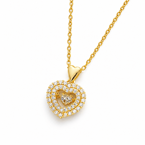 Heart 304 Stainless Steel Micro Pave Cubic Zirconia Pendant Necklace – Golden Heart 304 Stainless Steel Micro Pave Cubic Zirconia Pendant Necklace – Golden