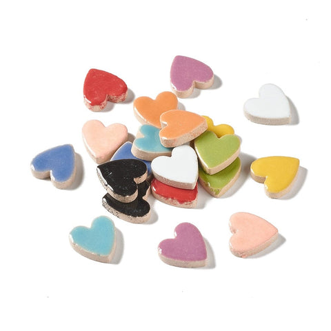 Heart Mosaic Tiles Porcelain Cabochons, for Home Decoration or DIY Crafts, Mixed Color Heart Mosaic Tiles Porcelain Cabochons, for Home Decoration or DIY Crafts, Mixed Color