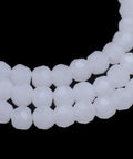 WHITE Imitation Jade Glass Bead Strands, Faceted Round, 4~5mm Imitation Jade Glass Bead Strands, Faceted Round, 4~5mm