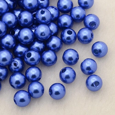 ROYAL BLUE Imitation Pearl Acrylic Beads, Dyed, Round, 4mm Imitation Pearl Acrylic Beads, Dyed, Round, 4mm