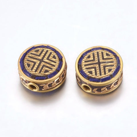 Indonesia Beads, with Brass Findings, Nickel Free, Flat Round, Raw(Unplated), 15~16mm Indonesia Beads, with Brass Findings, Nickel Free, Flat Round, Raw(Unplated), 15~16mm