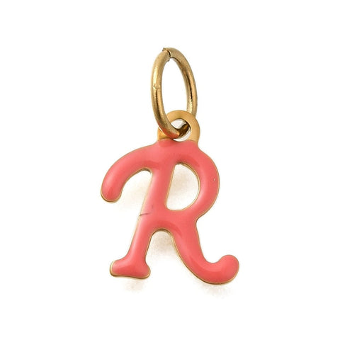 R Ion Gold Plated 304 Stainless Steel Enamel Alphabet Letter Charms Ion Gold Plated 304 Stainless Steel Enamel Alphabet Letter Charms