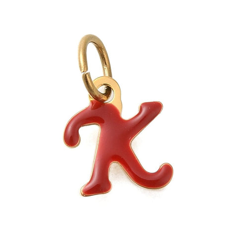 K Ion Gold Plated 304 Stainless Steel Enamel Alphabet Letter Charms Ion Gold Plated 304 Stainless Steel Enamel Alphabet Letter Charms