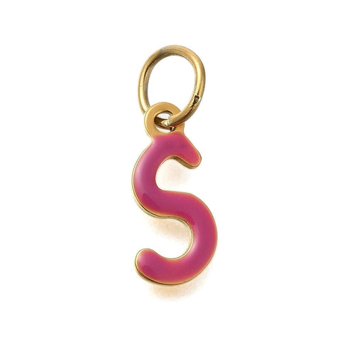 S Ion Gold Plated 304 Stainless Steel Enamel Alphabet Letter Charms Ion Gold Plated 304 Stainless Steel Enamel Alphabet Letter Charms
