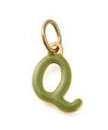 Q Ion Gold Plated 304 Stainless Steel Enamel Alphabet Letter Charms Ion Gold Plated 304 Stainless Steel Enamel Alphabet Letter Charms