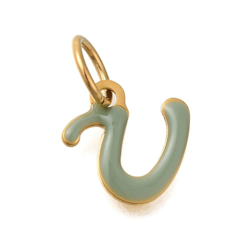 U Ion Gold Plated 304 Stainless Steel Enamel Alphabet Letter Charms Ion Gold Plated 304 Stainless Steel Enamel Alphabet Letter Charms
