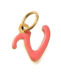 V Ion Gold Plated 304 Stainless Steel Enamel Alphabet Letter Charms Ion Gold Plated 304 Stainless Steel Enamel Alphabet Letter Charms