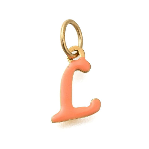 L Ion Gold Plated 304 Stainless Steel Enamel Alphabet Letter Charms Ion Gold Plated 304 Stainless Steel Enamel Alphabet Letter Charms