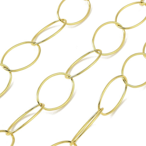 Ion Plated 24K Gold Plated 304 Stainless Steel Oval Link Chains | Soldered | 25×15×1mm Ion Plated 24K Gold Plated 304 Stainless Steel Oval Link Chains | Soldered | 25×15×1mm